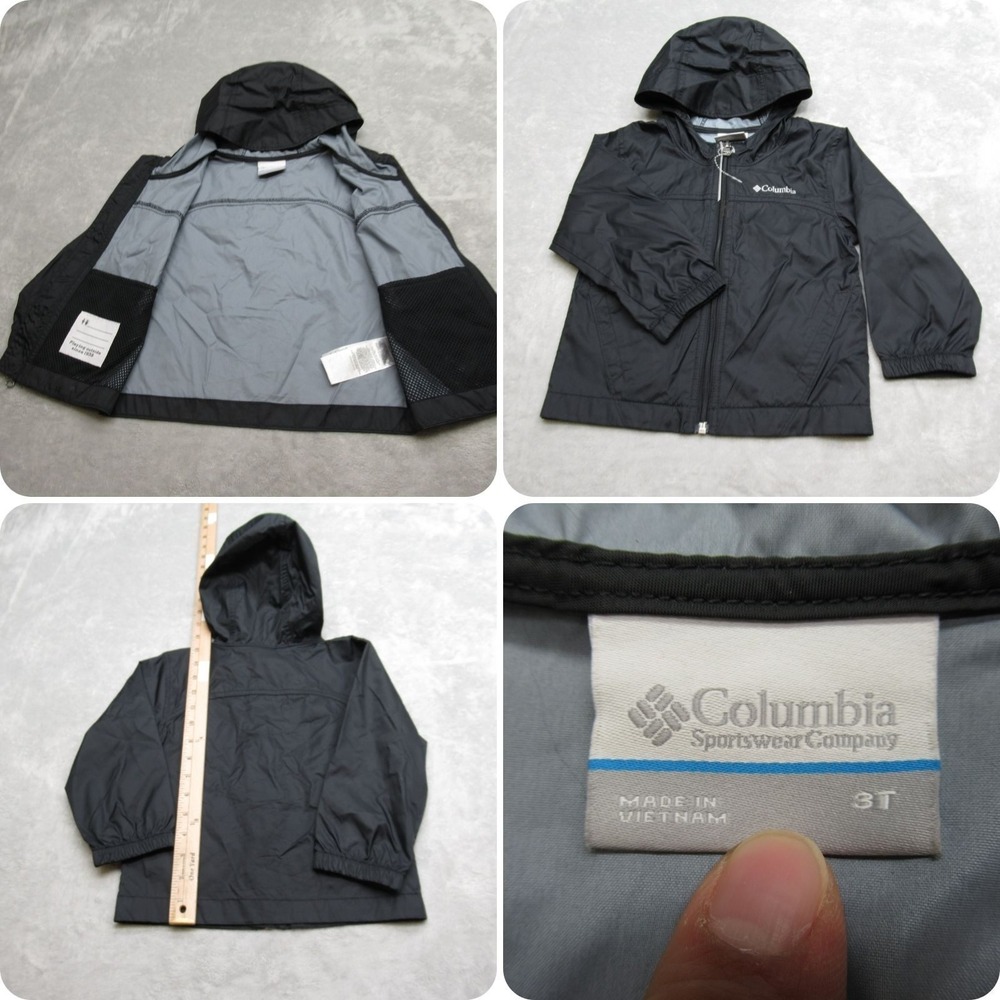 Columbia Jacket Toddler 3T Black Glennaker Hooded Water Resistant Windbreaker
